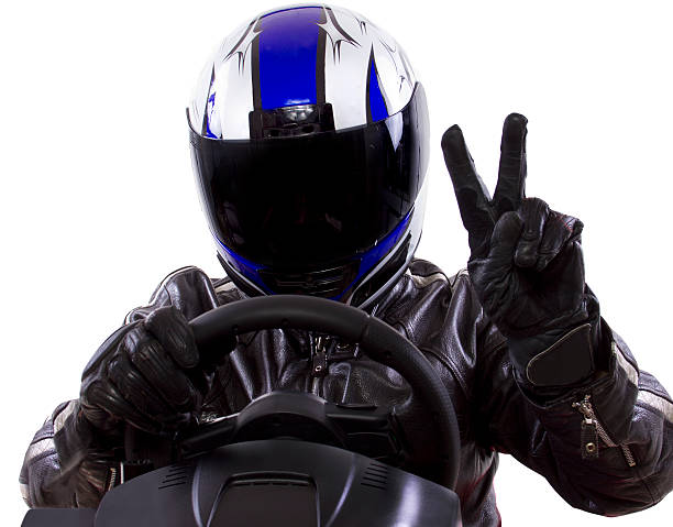 istock Racer Wearing a Helmet and Leather Protective Gear 454399141