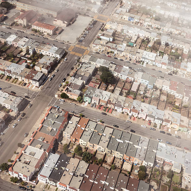 istock Aerial view of a residential district 454402887