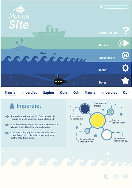 Web site template with marine thematics. vector art illustration