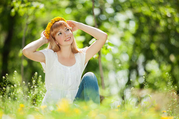 istock Cute woman rest in the park 454403961