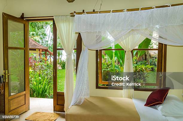 Weiße Vorhänge An Den Fenstern Und Blick Auf Den Dschungel Stockfoto und mehr Bilder von Fenster