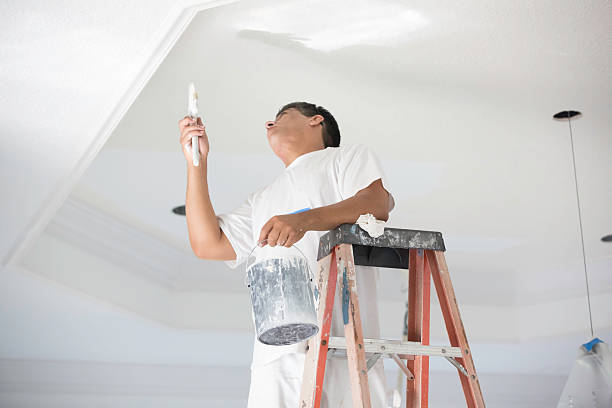 malarz malowanie sufitu. - paint home improvement paint can decorating zdjęcia i obrazy z banku zdjęć