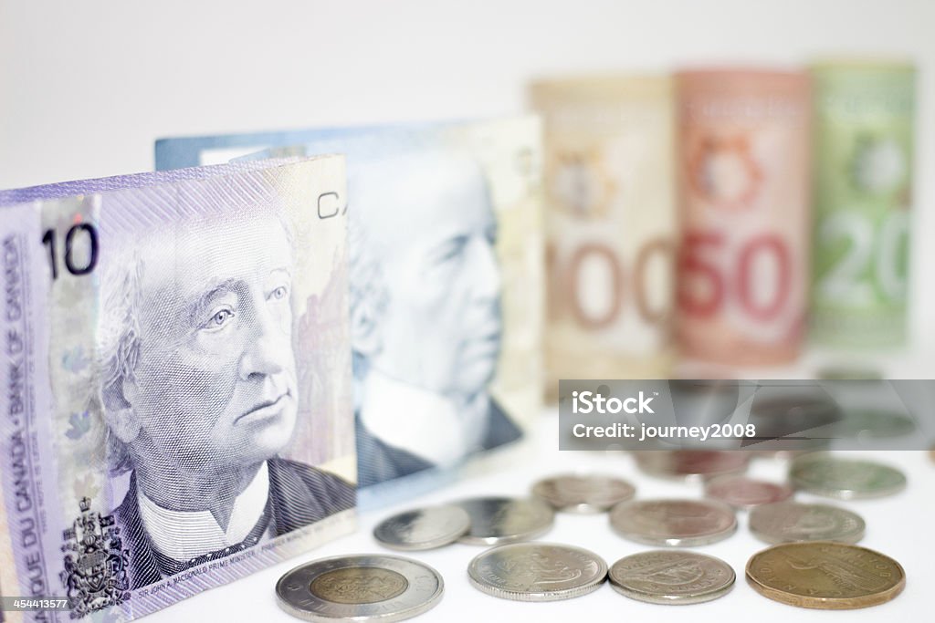 Canada money Canada money money on the white background. Backgrounds Stock Photo