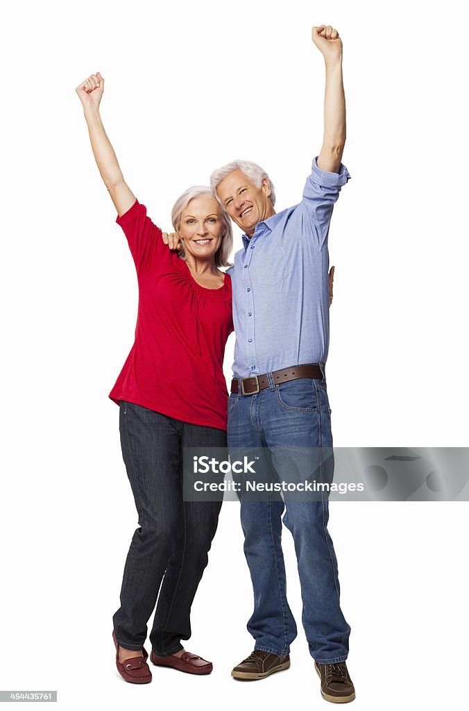 Couple Senior acclamations avec poings-isolé Tenir fermement - Photo de Lever la main libre de droits