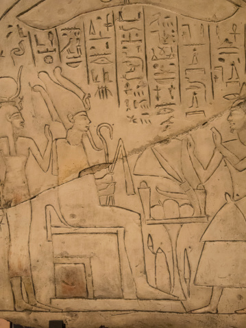 A tablet of ancient egyptian hieroglyphics.