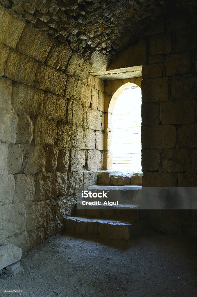 Steps to the light Fragment of the Nimrod Fortress,  a medieval fortress in the northern Israel. Angle Stock Photo