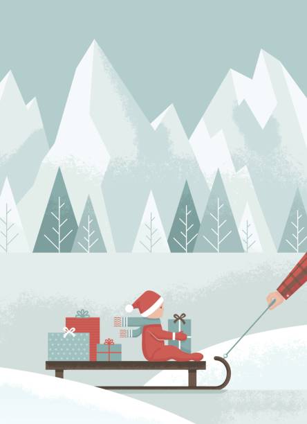 ilustrações, clipart, desenhos animados e ícones de férias passeio de trenó - christmas season christmas tree nostalgia