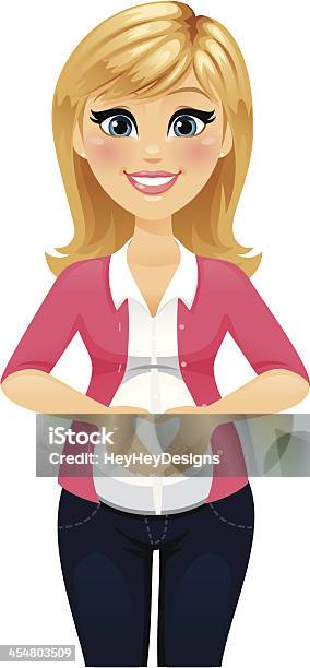 Pregnant Woman With Heart Hands Stock Illustration - Download Image Now - Abdomen, Heart Shape, Human Abdomen