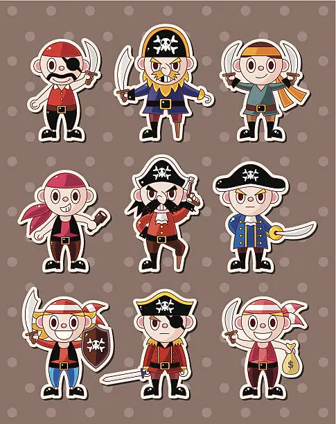 Vector illustration of pirate stickers