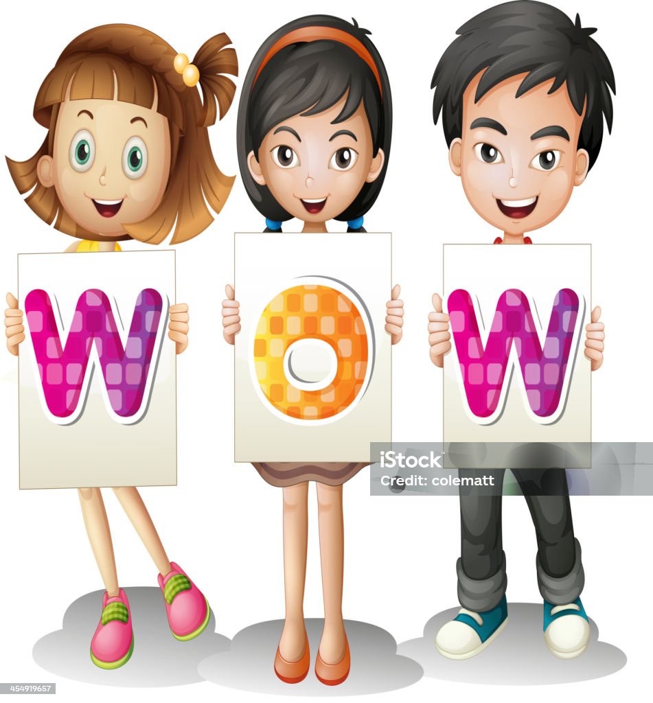 Three Kids Sign Three Kids With Letters Stock Illustration - Download Image Now - Adult ...