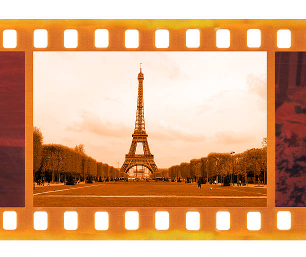 istock vintage old 35mm film with Eiffel Tower 454922955