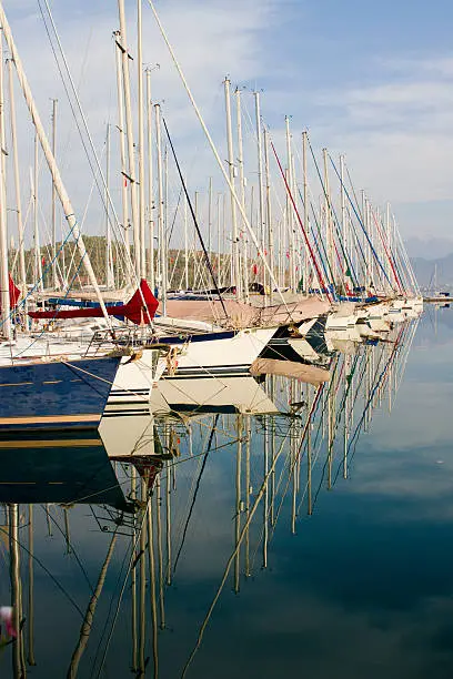 Vessels In A Row In Marina