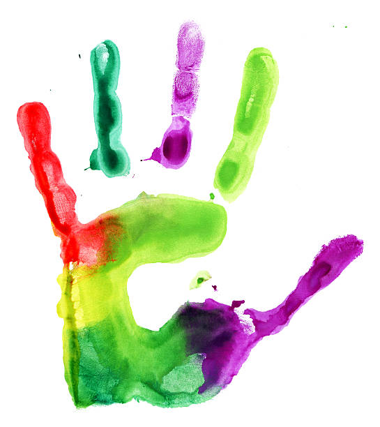 istock Close up of colored hand print on white 454924521