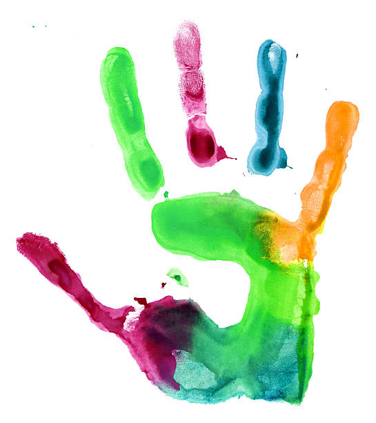 istock Close up of colored hand print on white 454924619