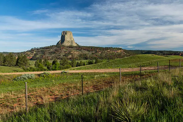 A rock formation on a hill.