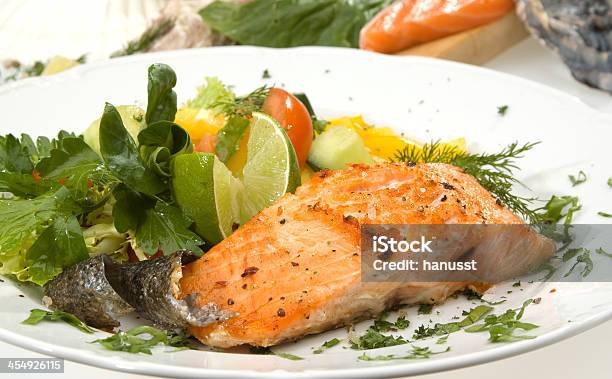 Baked Salmon Stock Photo - Download Image Now - Baked, Baked Salmon, Cooked