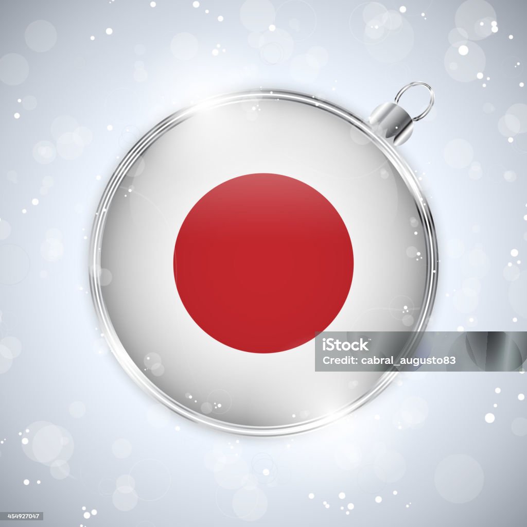 Bola de Natal prata com bandeira do Japão - Vetor de Artigo de decoração royalty-free