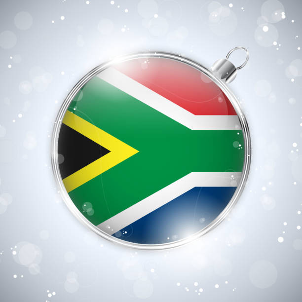 istock Merry Christmas Silver Ball with Flag South Africa 454927195