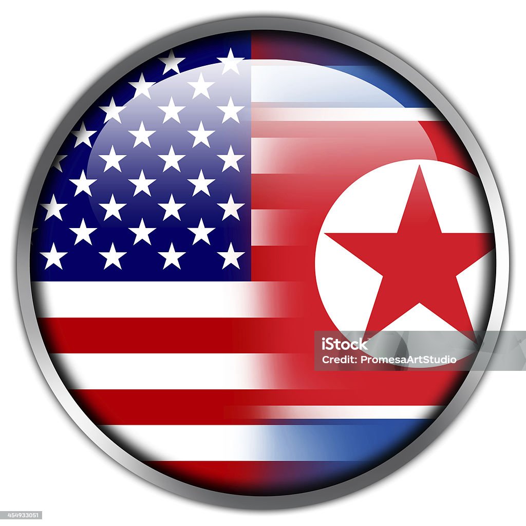 USA e la Corea del Nord pulsante lucido di bandiera - Illustrazione stock royalty-free di Allegoria
