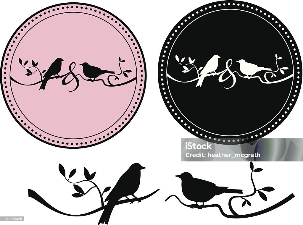 Birds Bird designs in a circle with an ampersand. Bird stock vector