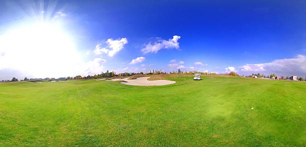 istock Panorama of golf course. Landscape view 454936635