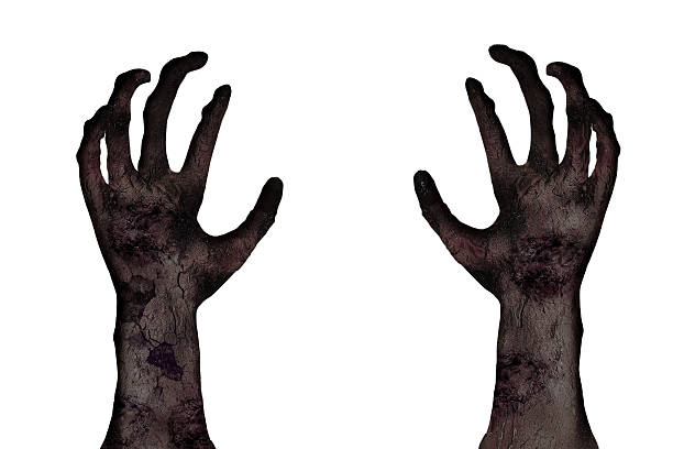 istock Close-up hands of zombie on white 454936819