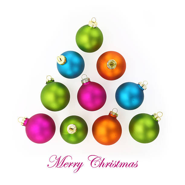 istock Colorful Christmas balls in shape of a tree 454936821