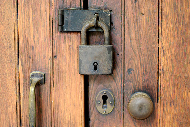 istock old lock on wood door 454937799