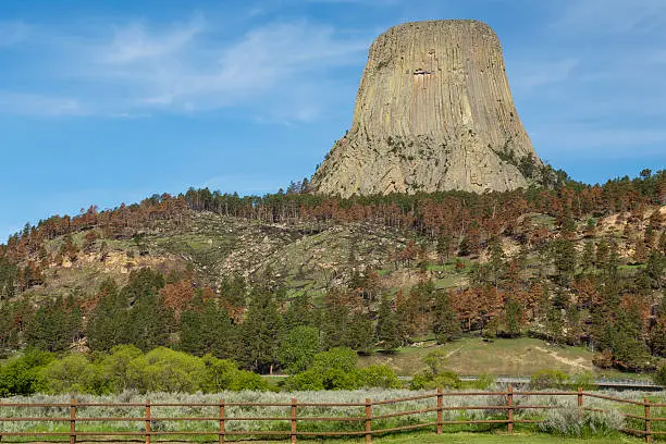 A rock formation on a hill.