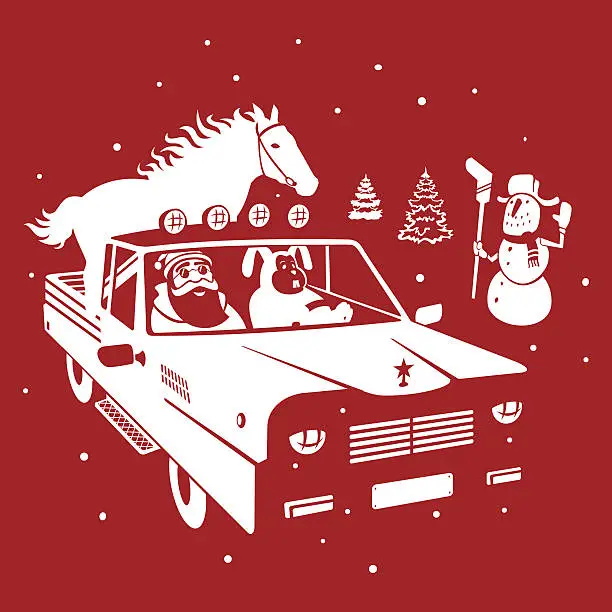 Vector illustration of Christmas pickup