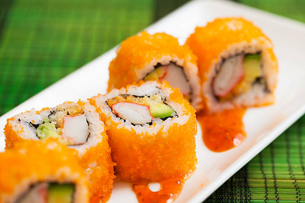 istock california roll, Sushi plate with chopsticks 454941863