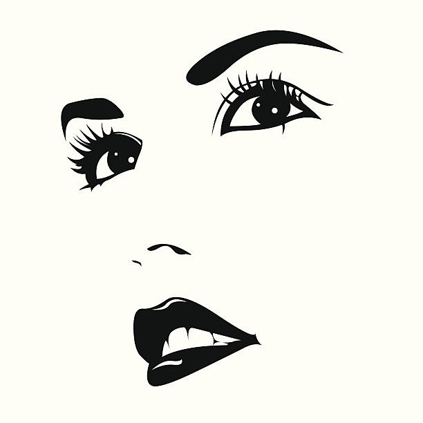 красивая женщина лицо вектор - women human face sensuality human eye stock illustrations