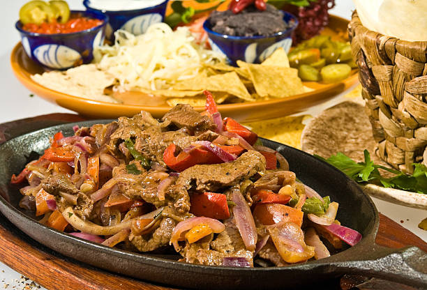 istock Hot pan with meat mexican style 454948747