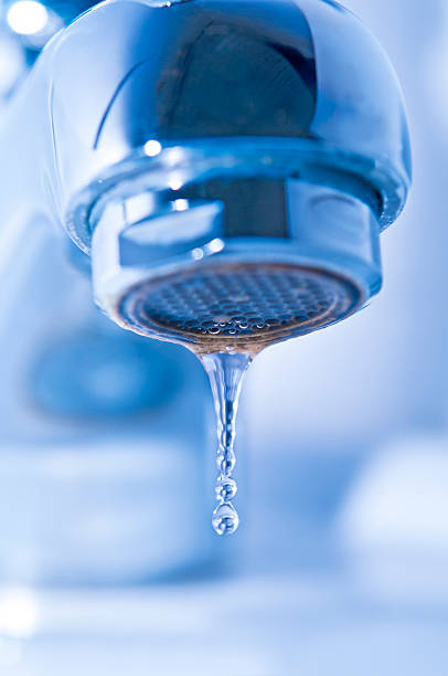 istock Blue faucet closeup 454952583