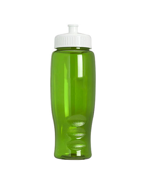 istock Green sports bottle isolated on white 454956363