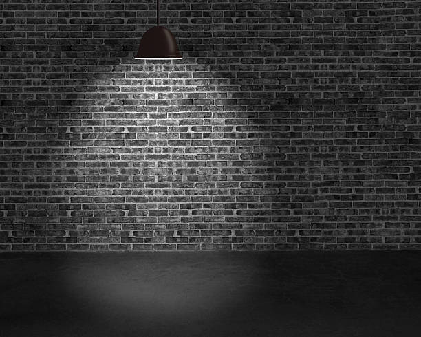 istock lighting ceiling lamps with brick wall and concrete ground 454963015