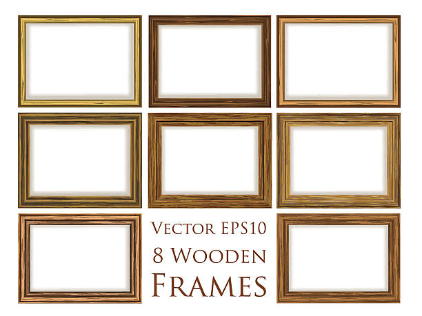 illustrations, cliparts, dessins animés et icônes de ensemble de cadre en bois. - en bois