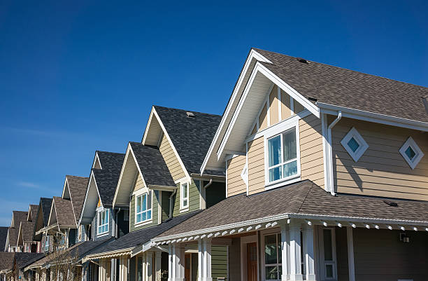 Townhouses Row of modern townhouses in Vancouver, Canada townhouse photos stock pictures, royalty-free photos & images