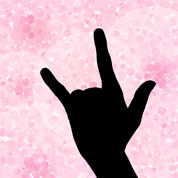 Hand in I love you Hand in I love you with styrofoam light pink. rocker nails stock pictures, royalty-free photos & images