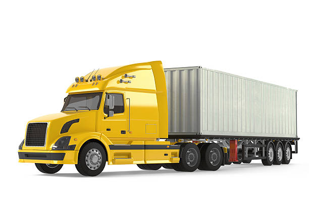 istock Cargo delivery vehicle truck with aluminum trailer 454970017