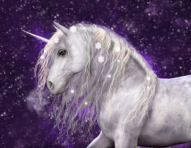 istock Snow Unicorn with Purple Background 454970721