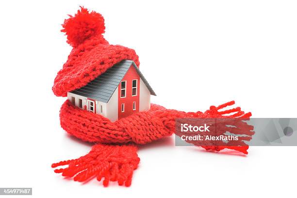 House Energy Efficiency Concept Stock Photo - Download Image Now - House, Winter, Scarf