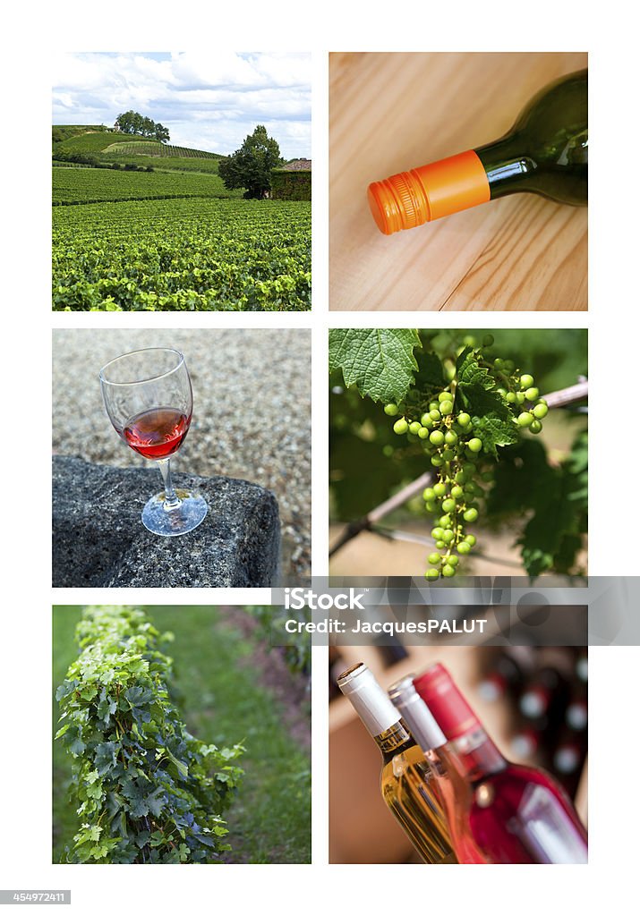 Wine collage Collage with vineyards, grapes, wine and bottles Alcohol - Drink Stock Photo