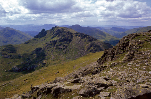 The distinctive outline of the Cobbler mountain as it appears from the nearby peak of Ben Narnain in the Arrochar Alps,Loch Lomond and The Trossachs National Park