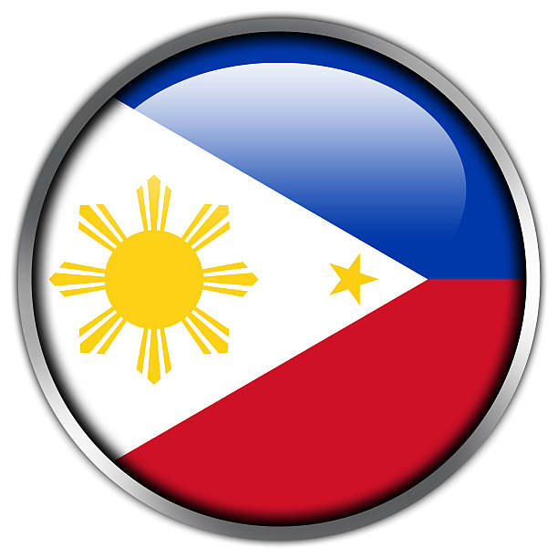 филиппинский флаг глянцевый кнопку - philippino flag stock illustrations