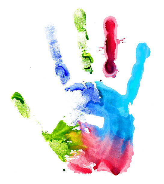 istock Close up of colored hand print on white 454981561