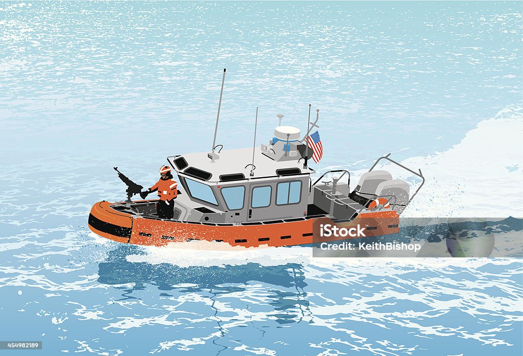 US Coast Guard Ship Tight graphic illustration of a US coast guard ship. Check out my "Nautical & Beach" light box or my "Ships, Sailing & Sea" light box for more. Speedboat stock vector