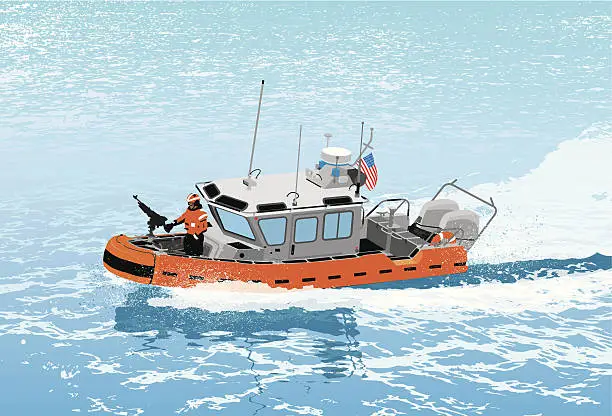 Vector illustration of US Coast Guard Ship