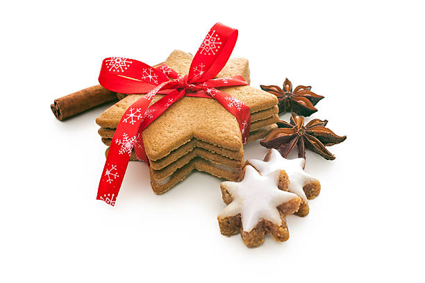 istock Star shaped shortbread cookies, some tied with a red ribbon 454983419