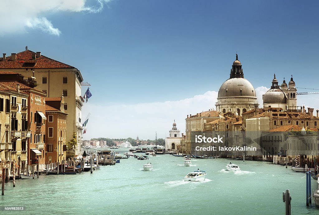 Grand Canal and Basilica Santa Maria della Salute, Venice, Italy Architecture Stock Photo